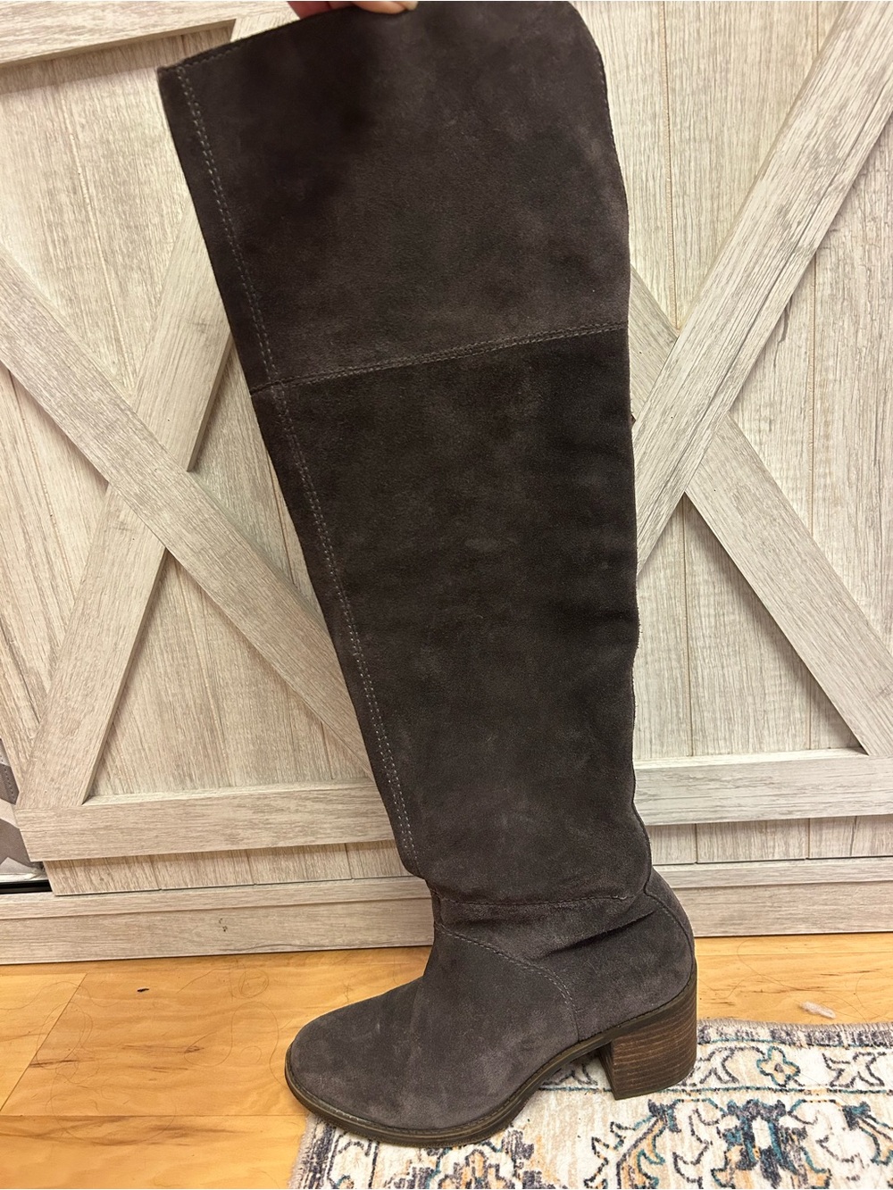 Lucky Brand Women's Tall Suede Knee-High Boot in Dark Grey